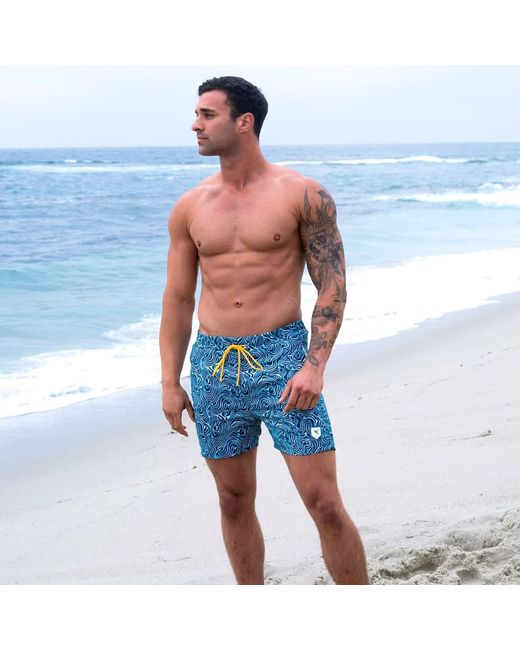 Live Kolibri Blue Abstract Swim Trunks for men