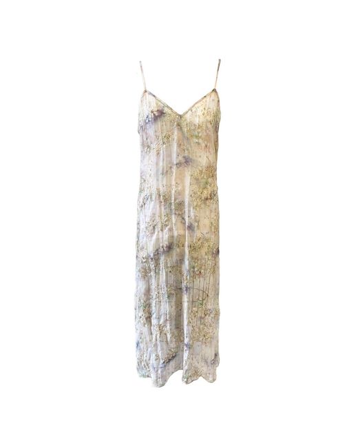 Anna Sui Metallic Oasis Blooms Slip Dress