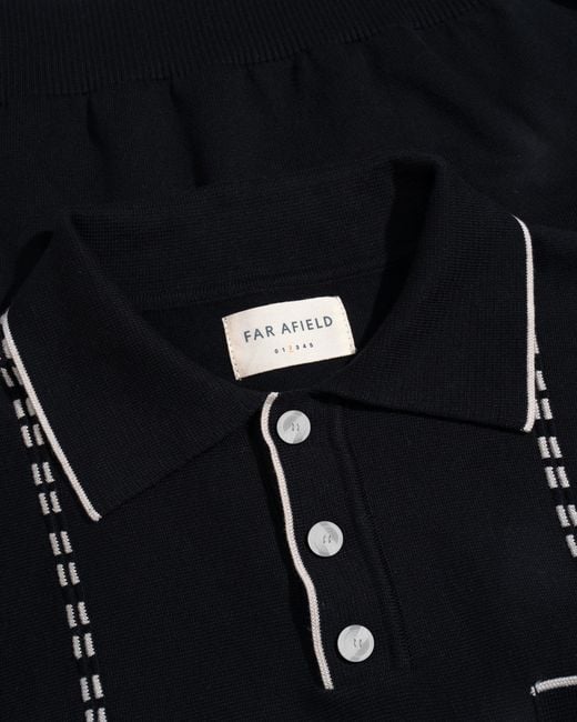 Far Afield Black Moe N' Joe Polo for men