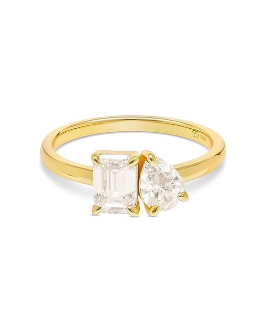 Esterah Metallic Emerald Pear Cut Two Stone Ring