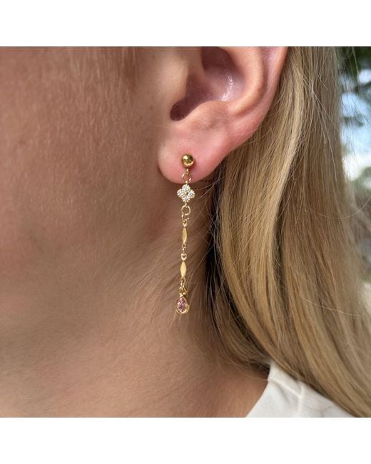 Rachel Nathan White Post: Clover Ribbon Drop Earrings
