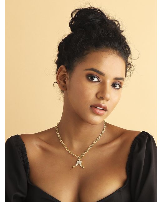 Lila Rasa Metallic Amulet Necklace Tiger Tooth Czs Fortune Pendant