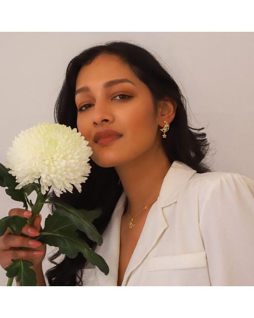 Luna Charles Metallic Posie Flower Moon Earrings