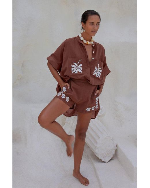 Palm Collective Brown Summer Blouse