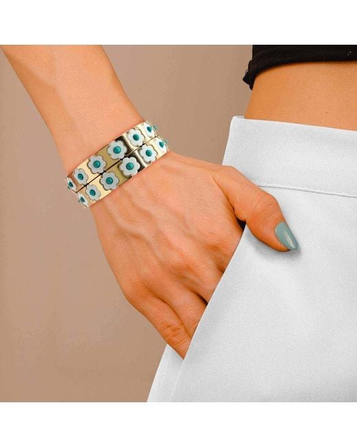 Michael Nash Jewelry Blue Mirella, And Enamel Two-Strand Elasticized Bracelets