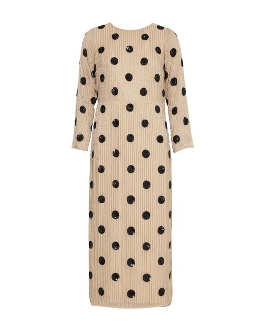 Rose & Nancy Natural Merrin Ivory Polka Dot Hand Beaded Midi Dress