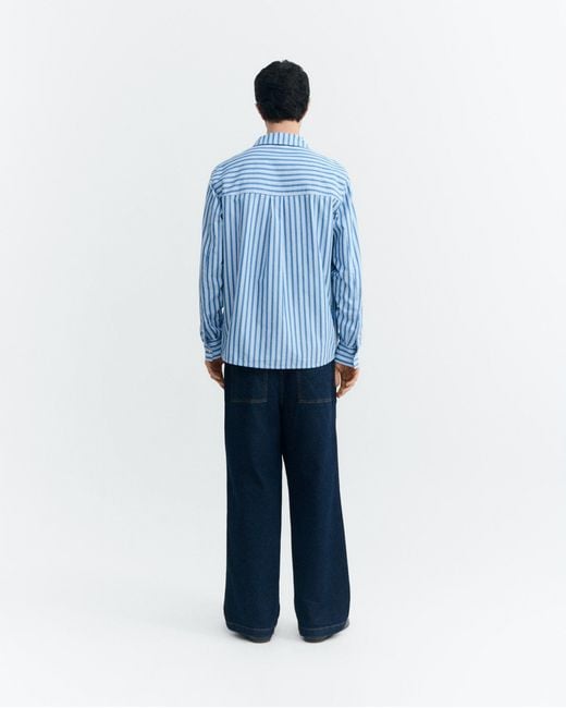 Thinking Mu Blue Jimbo Striped Shirt for men