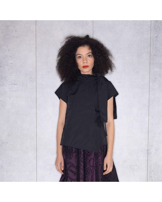 Bianca Popp Black Halves Blouse With Shoulder Ribbon