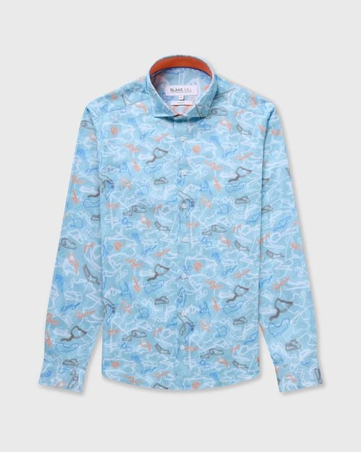 Blake Mill Blue Racing Lines Powder Shirt for men