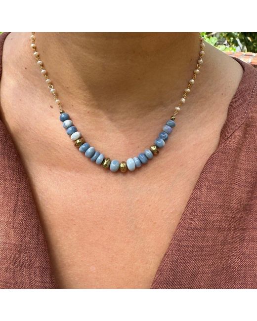 Lexi Jewelry Metallic Opal Gemstone & Pearl Chain Necklace