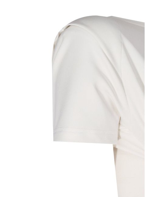 No'design White Elora Structured Shoulder Crop Top