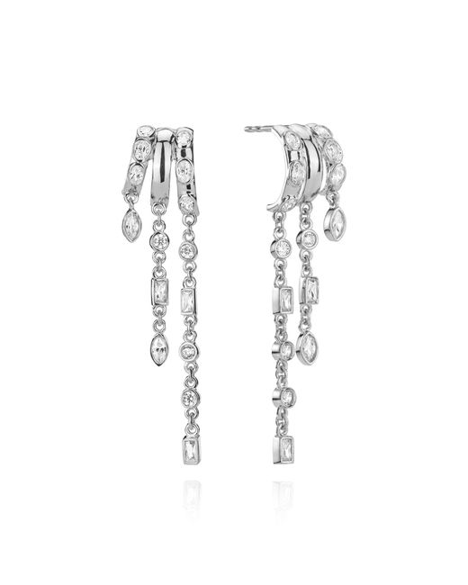 Aaria London Metallic Kalani Stacked Triple Hoop Illusion Earrings