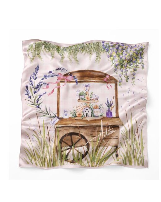 ADIBA White Bloom Cart Silk Scarf