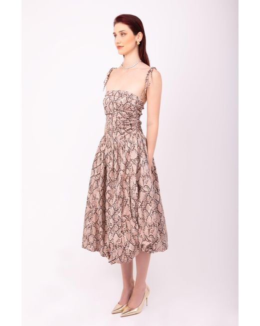 Amy Lynn Natural Neutrals Alexa Snake Print Puffball Dress