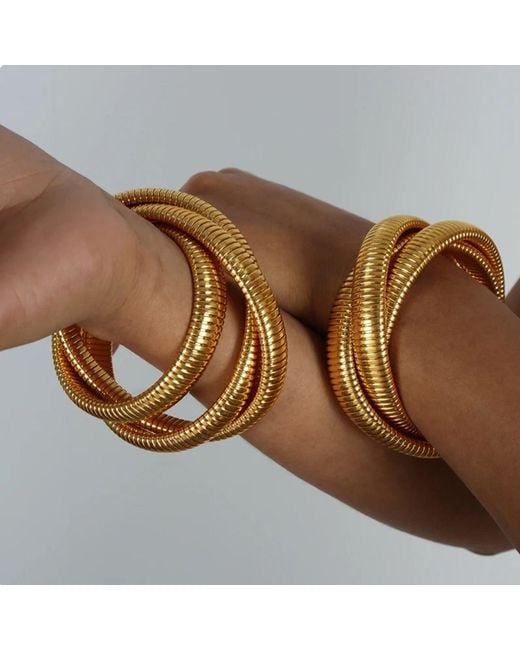 Olivia Le Metallic Stretch Cobra Layered Bracelet