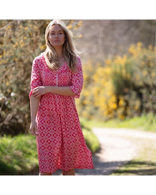 At Last Pink Cotton Karen Long Sleeve Day Dress