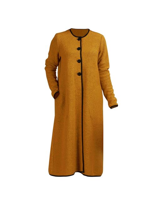 Nikka Place Brown Minimalist Boiled Wool Cardigan With Buttons And Pockets