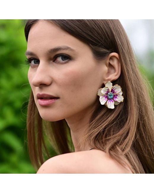 The Pink Reef Red Large Jewel Box Floral Earrings