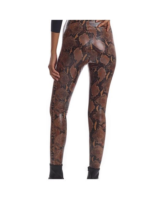 Commando Brown Faux Leather Control Smoothing legging, Tawny Python