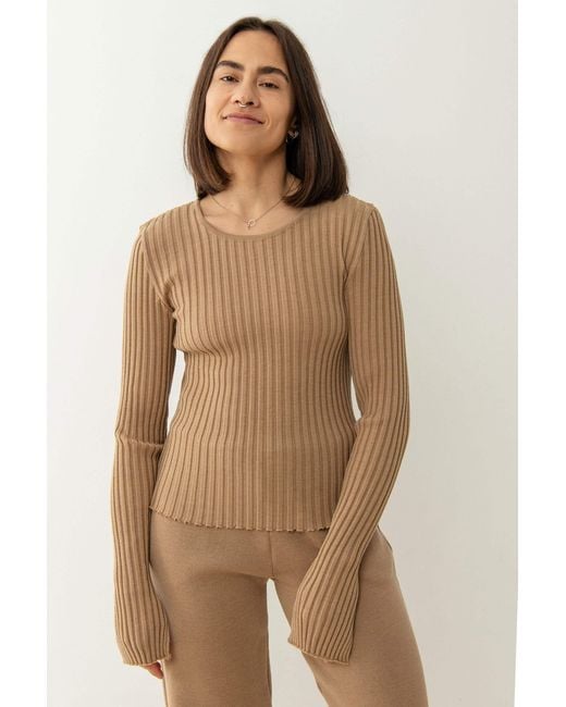 SALANIDA Natural Brera 100% Merino Long-sleeve Top Beige