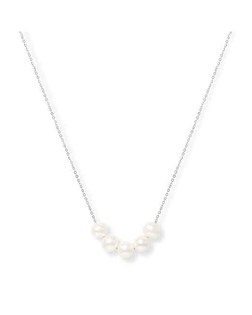 Pearls of the Orient Online Metallic Gratia Sterling Chain With Cultured Freshwater Pearls