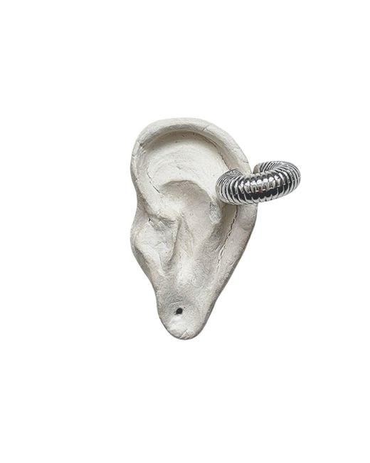 London Atelier Byproduct Gray C Shaped Hoop Ridged Clip Earrings