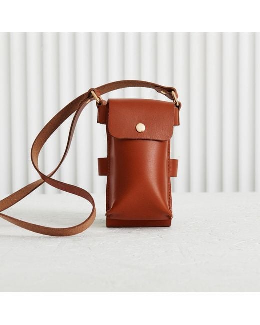 VIDA VIDA Brown Leather Water Bottle And Phone Holder Tan