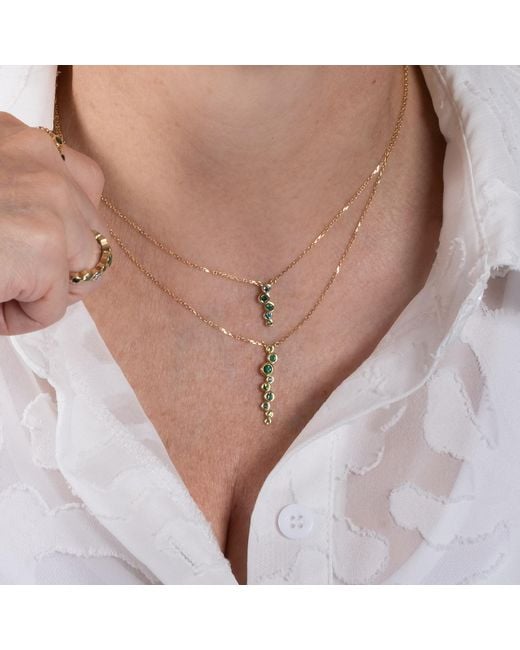 Dower & Hall Metallic Solid & Emerald Small Cascade Pendant