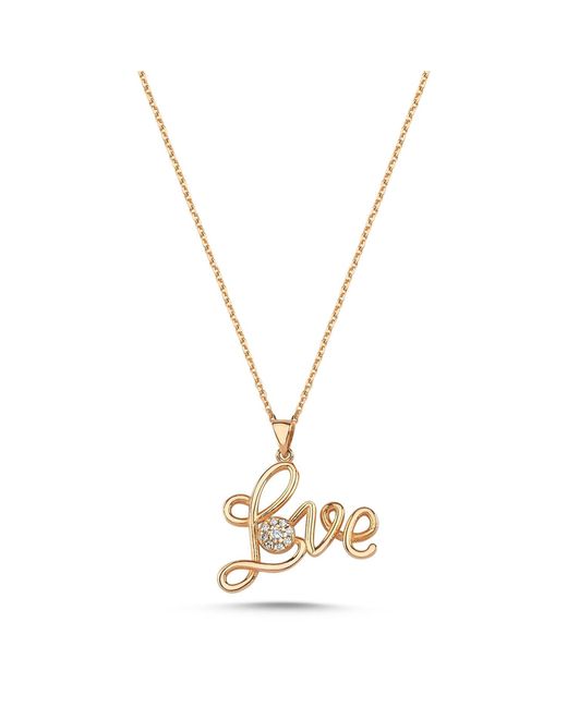 Ecce | Artisan Diamonds Metallic 14K Solid Love Handwritten Diamond Necklace