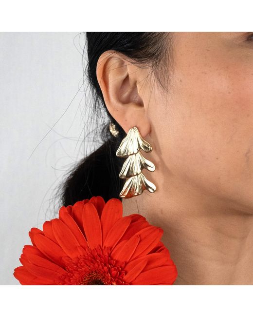 Rare Matters Jewelry Metallic Layered Leaf Earrings