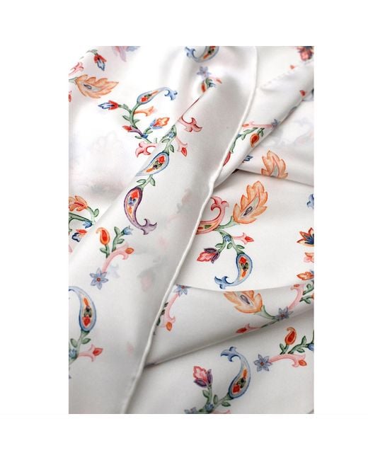 Jessie Zhao New York White Dawn Garden Double Sided Silk Scarf