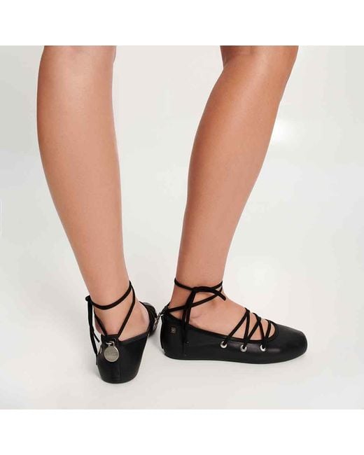 Melissa Black Beta Ankle Strap Ballet Flat