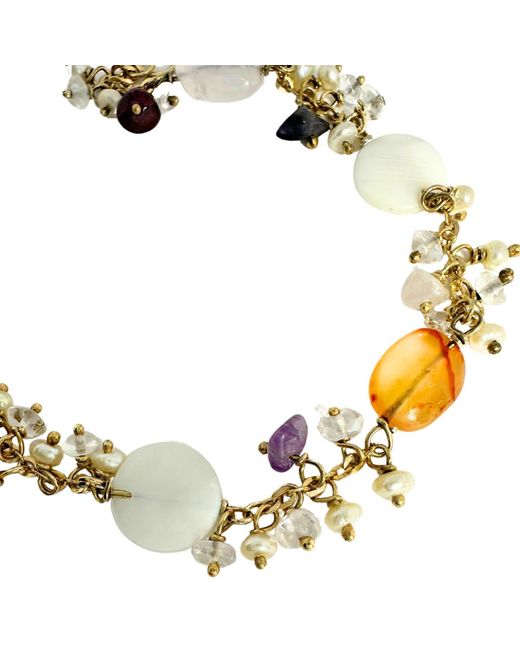 Tg-Jewellery by Tamara Gervasio Metallic Pearls And Multicolour Gemstones Bracelet One Of A Kind