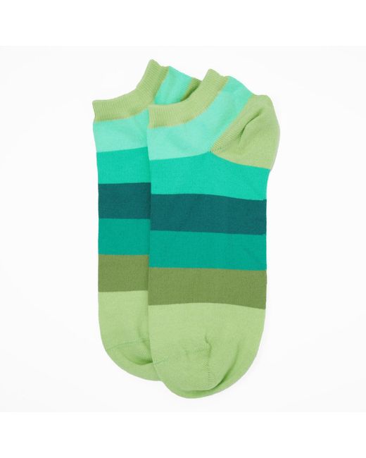 Peper Harow - Made in England Green Block Stripe Trainer Socks Bundle
