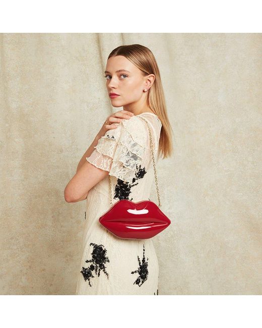 Lulu Guinness Red Lulu Lips Medium Clutch Bag