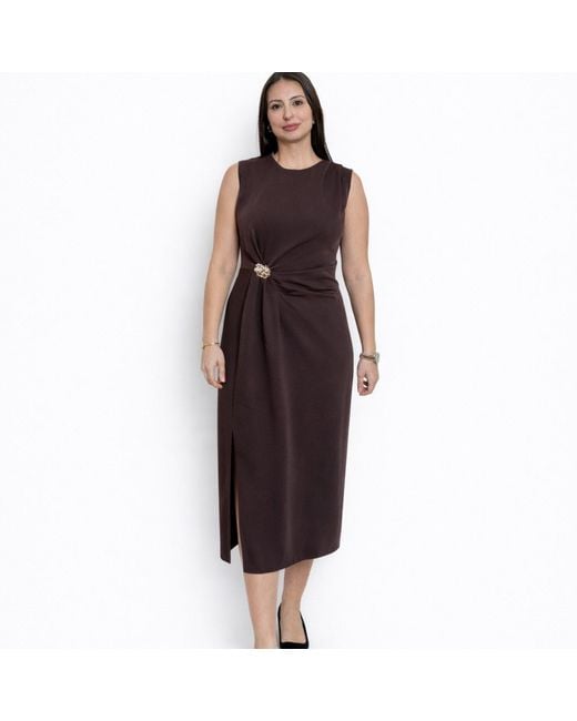 Nuvv Collection Purple Elegant Draped Midi Dress With Detail