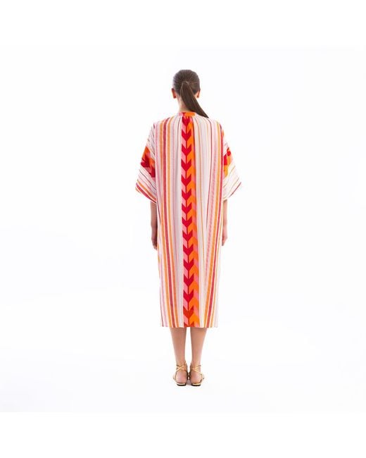 Haris Cotton Pink Button-Down Embroidered Cotton Kaftan