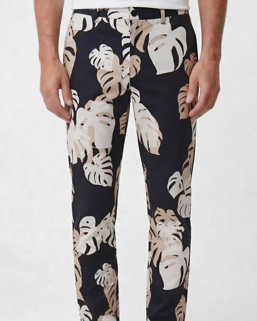Lords of Harlech Black Charles Monstera Floral Smoke Tailored Pant for men