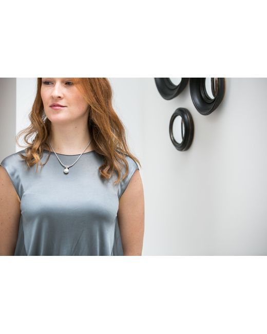 Pearls of the Orient Online Metallic Credo Large Cultured Freshwater Pearl Pendant On Bale On Mesh Necklace