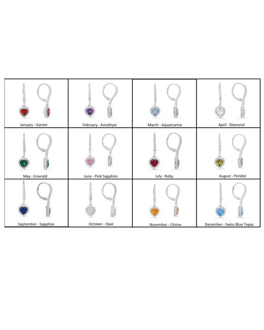 Kylie Harper White May Emerald Birthstone Heart-Cut Halo Leverback Earrings