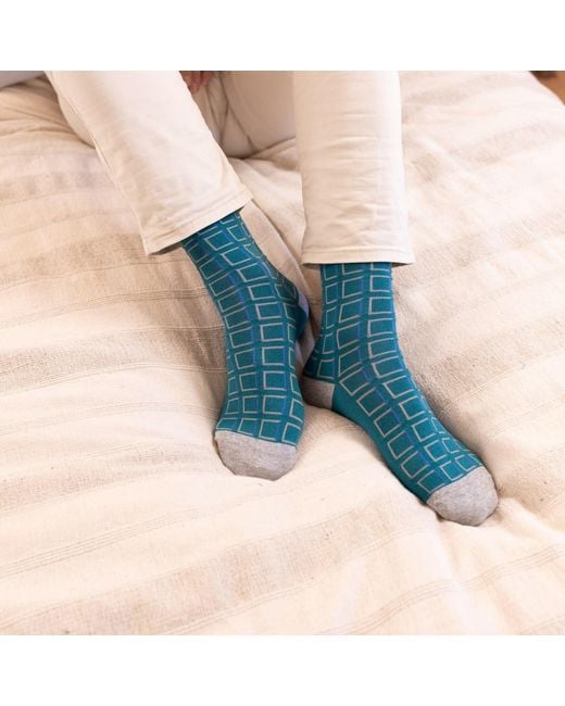 Peper Harow - Made in England Blue Cube Socks – Bundle for men