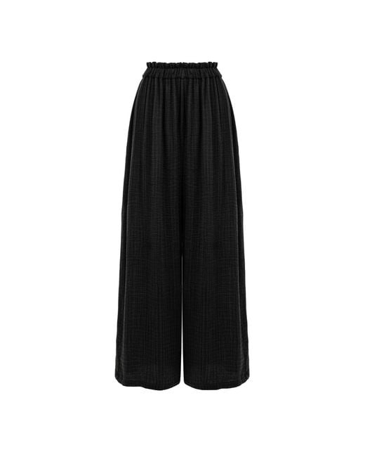 Lilamie Black Bruges Loose Fit Elastic Waist Long Resort Pants