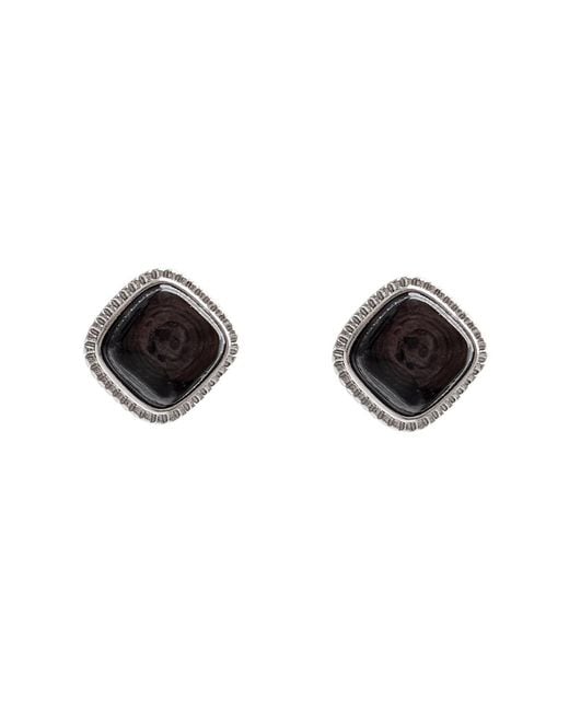 Farra Black Square Shaped Agate Stud Earrings