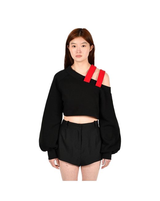 Ioana Ciolacu Black Mixed Cold Shoulder Top