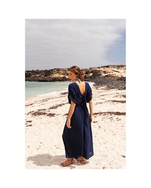 Paisie Blue Relaxed Fit Wide Leg Jumpsuit With Belt