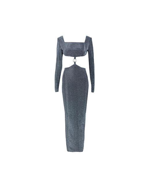 Vestiaire d'un Oiseau Libre Blue Cut-Out Lurex Dress