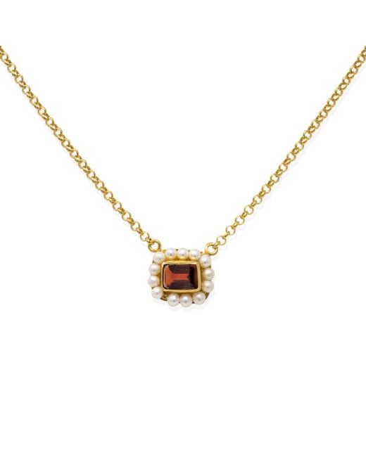 Vintouch Italy Metallic Luccichio Garnet And Pearl Necklace