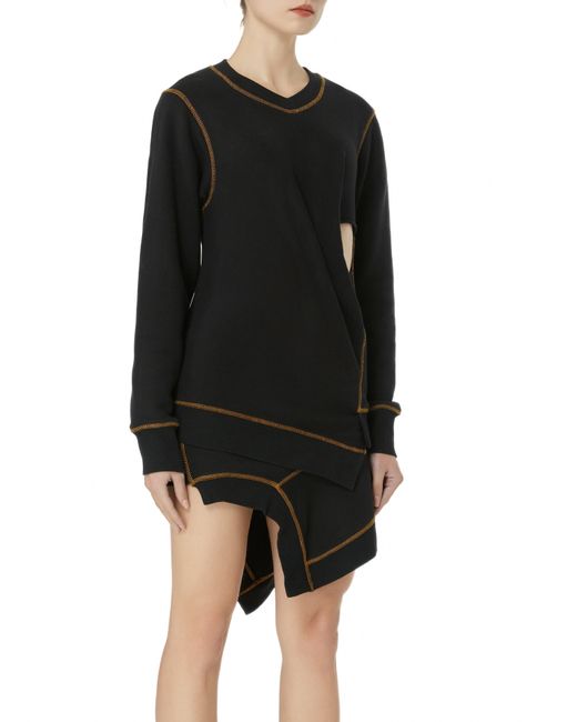 Gao Republic Black Sweatshirt Longline Cut-Out Jersey