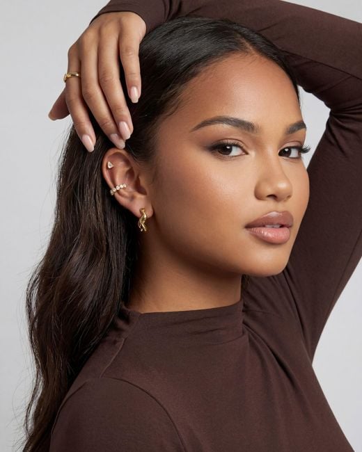 Elk & Bloom Metallic 14K Wave Huggie Hoops