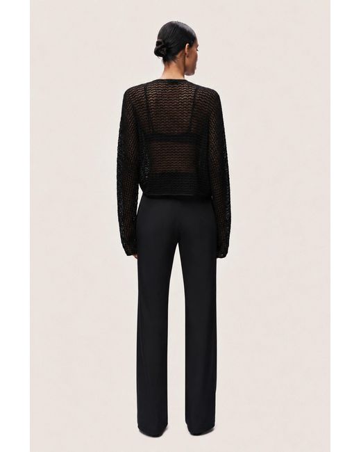 Nocturne Black Wrap Mesh Blouse